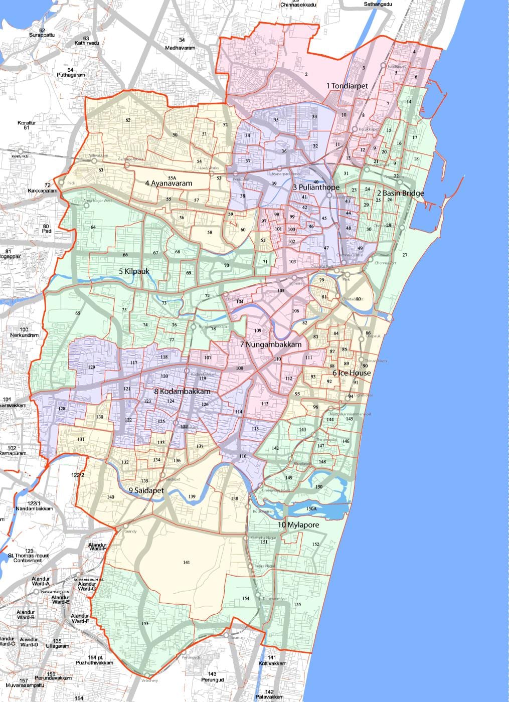 maggiore Chennai corporation mappa