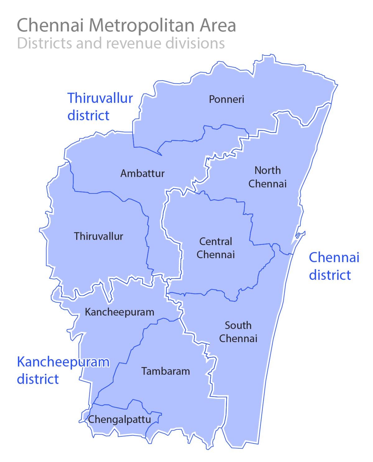 Chennai limite mappa