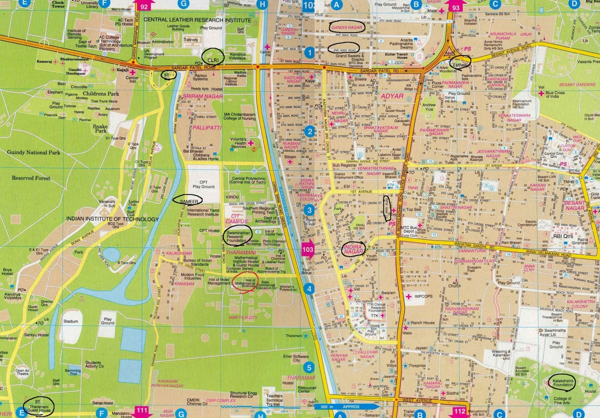 mappa dettagliata di Chennai