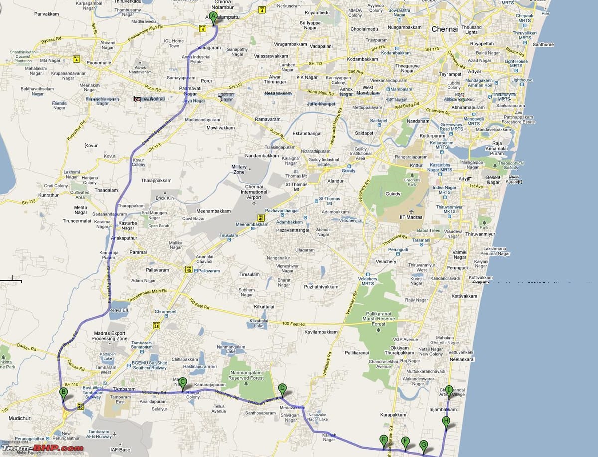 mappa del percorso Chennai