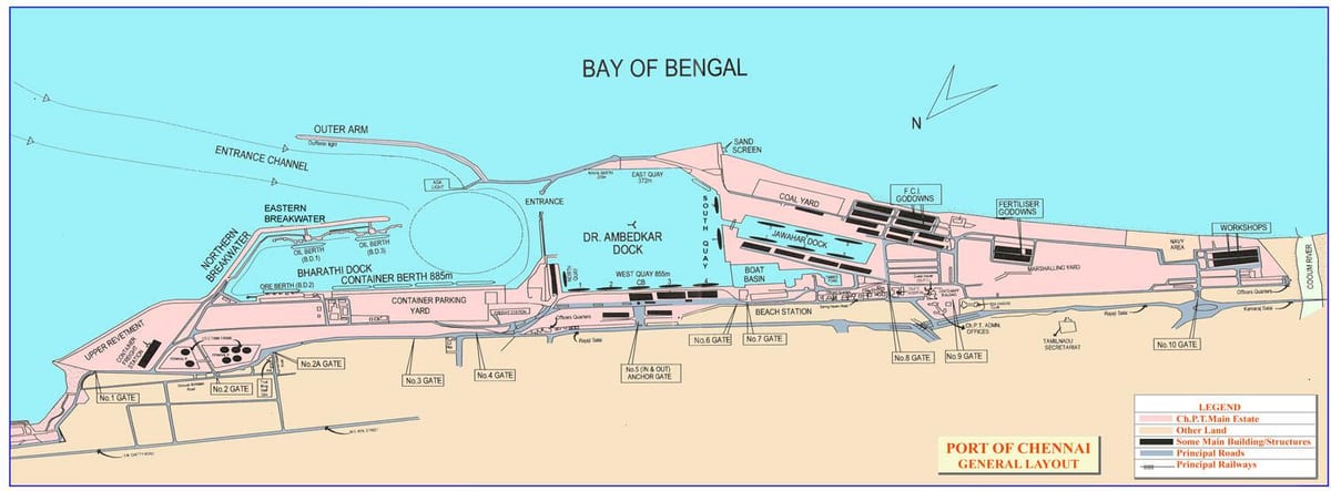 mappa del porto di Chennai