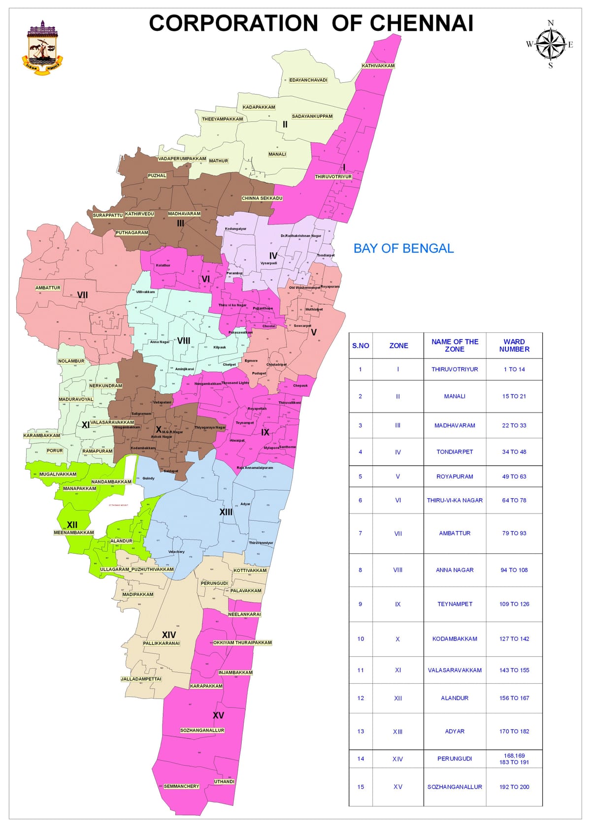 Chennai corporation rione mappa