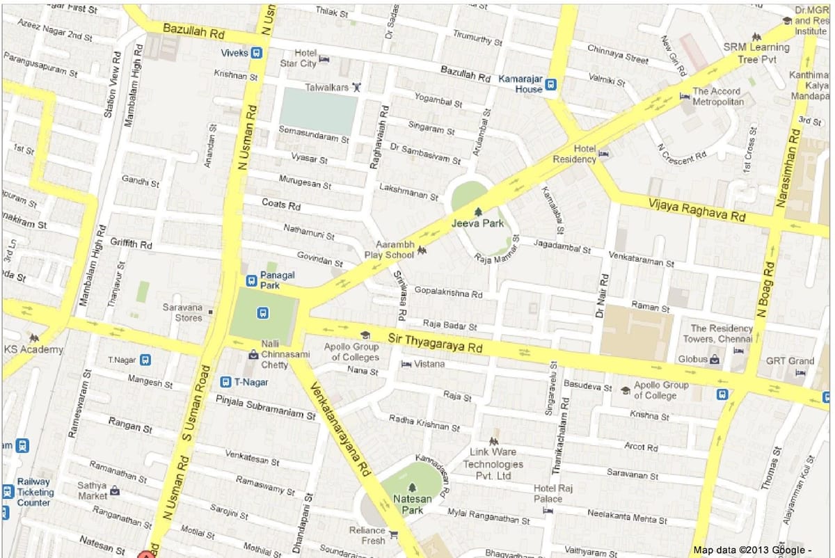 mappa di Chennai t Nagar