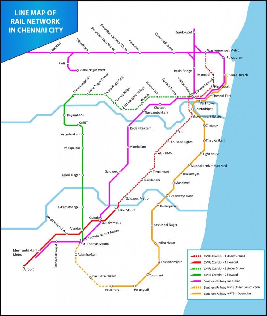 Chennai treno locale per la mappa del percorso