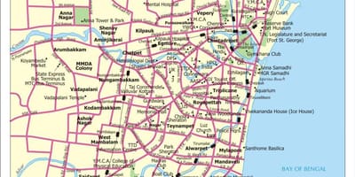 Mappa di Chennai luoghi turistici
