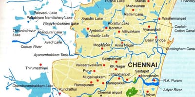 Chennai corpi idrici mappa